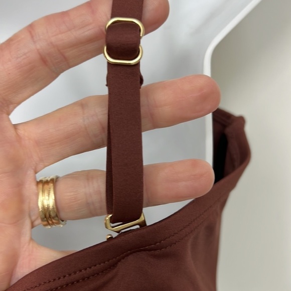 Gibson & Latimer Solid Grommet Bandeau Bronze Swim Top detachable straps, Sz XL - Picture 5 of 7